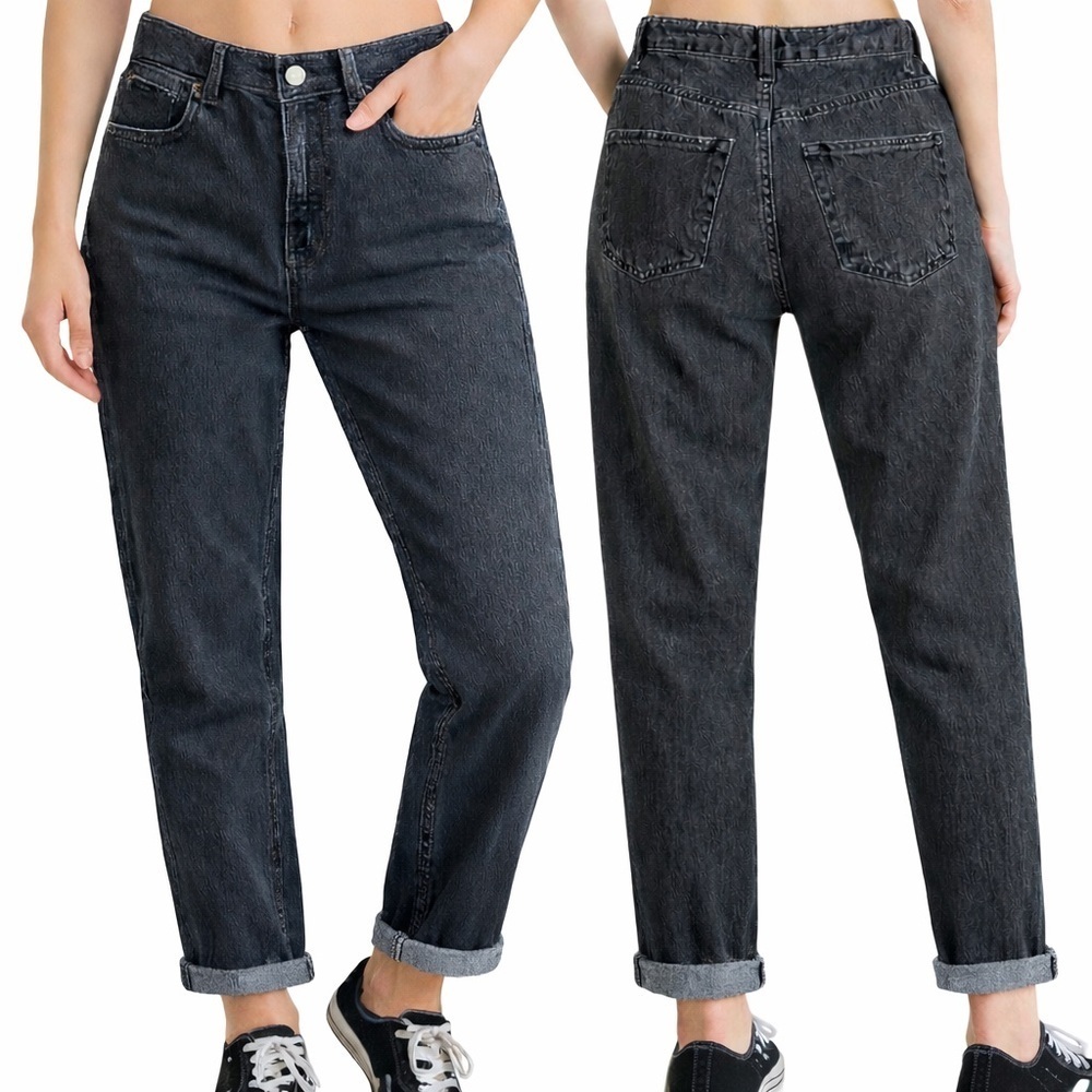 We The Free Relaxed Tapered Jeans Size 26 Black Wash Slouchy Boyfriend Fit Denim